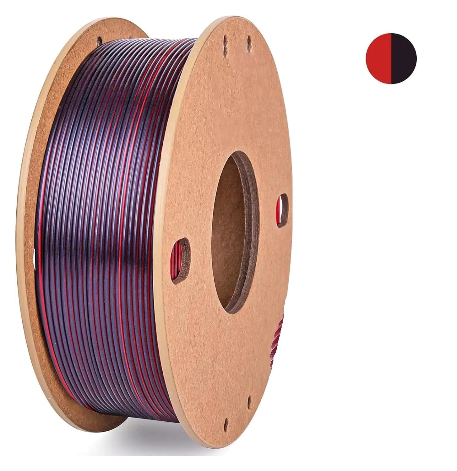 Dual(Black & Red) Silk PLA 3D Printer Filament 1.75mm,1kg(2.2lbs) Shiny Multicolor Color Change Printing