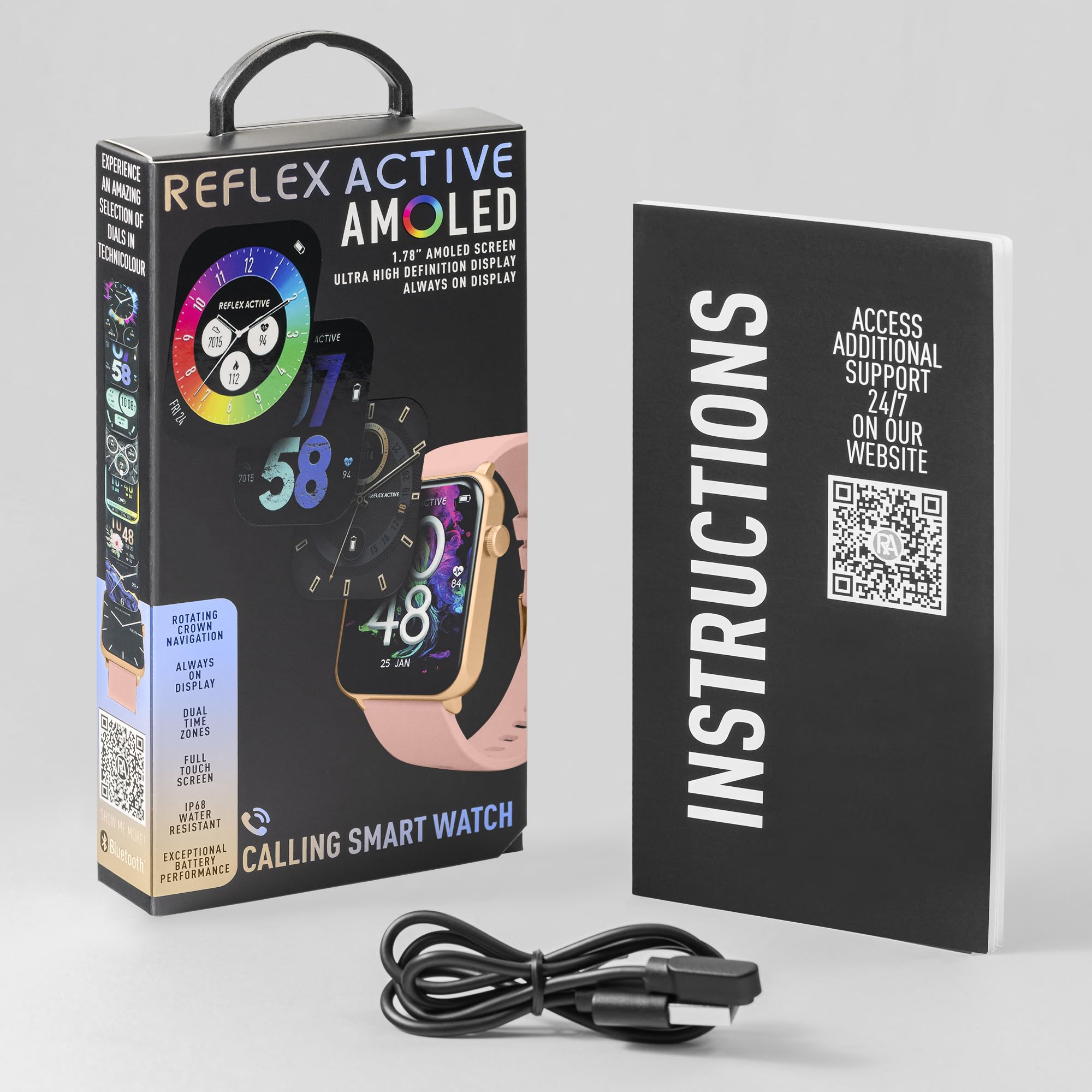 Reflex Active Damski smartwatch Amoled 1,78'' Always-On Display Series 30 różowy pasek