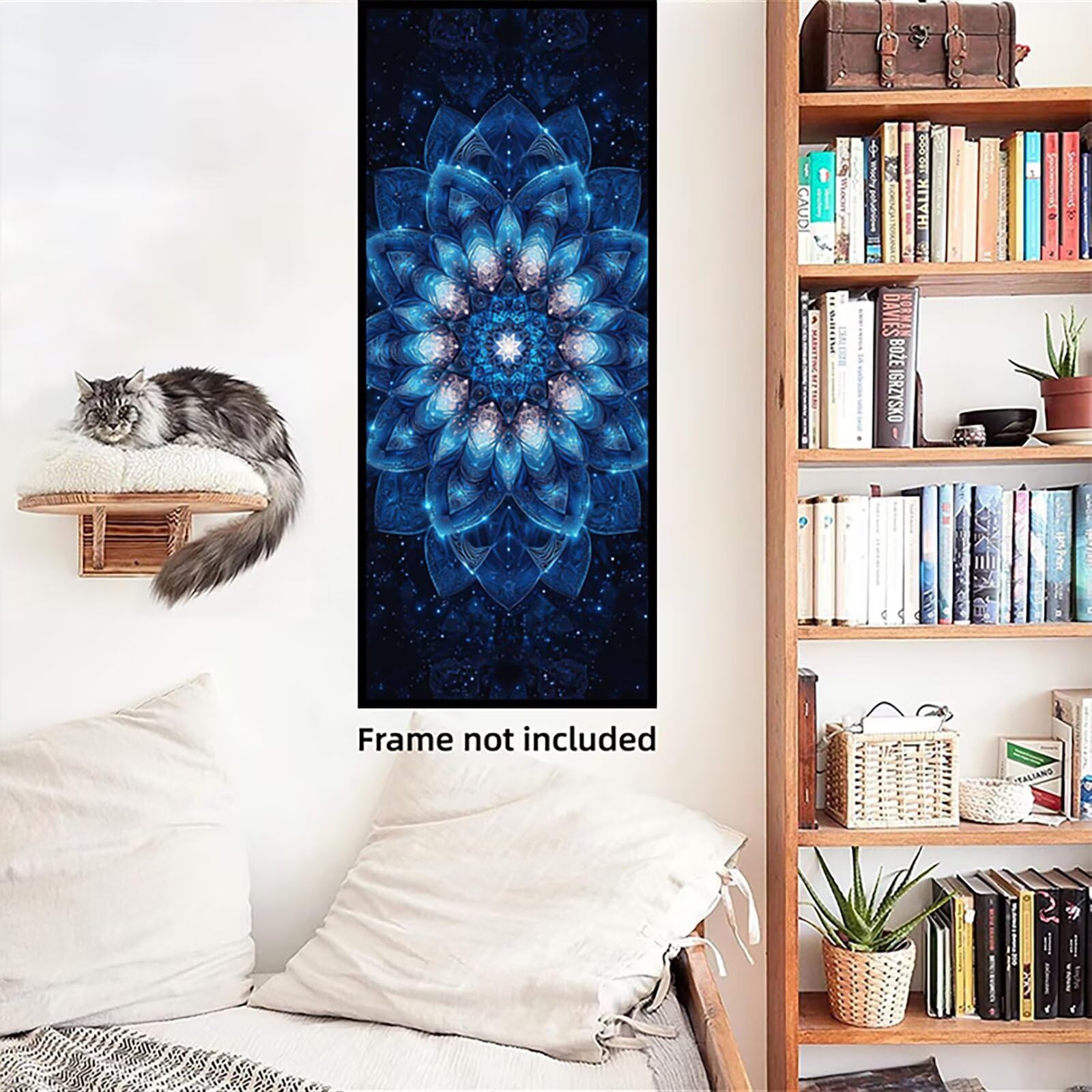Malen Nach Zahlen 50x150cm Leinwand Mantello Malen Nach Zahlen Erwachsene mit Ohne Rahmen, DIY Kreativ Set für Erwachsene mit Pinseln und Acrylfarbe, Zimmer Deko Blau Landschaft Geschenk, P0M-353