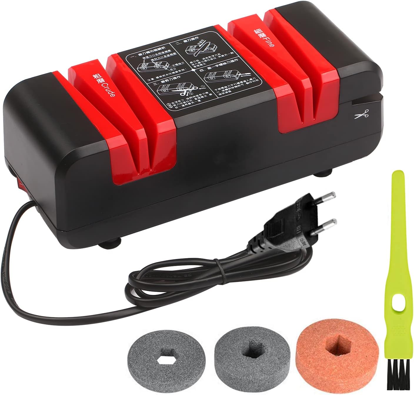 Eacam Professional Electric Knife Sharpener Multifunctional Automatic Cut Sharpeners with 15-Degree Bevel Crude and Fine Grooves for Straight Serrated Knives Scissors Kitchen Cutter Grinder
