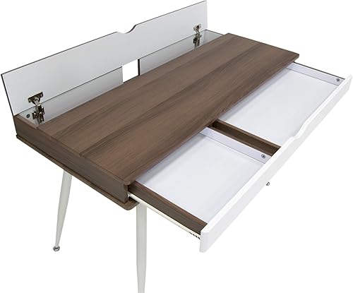 Miniatura 8 de Calico Designs Alcove - Escritorio moderno con gran cajón dividido, color blancocastaño