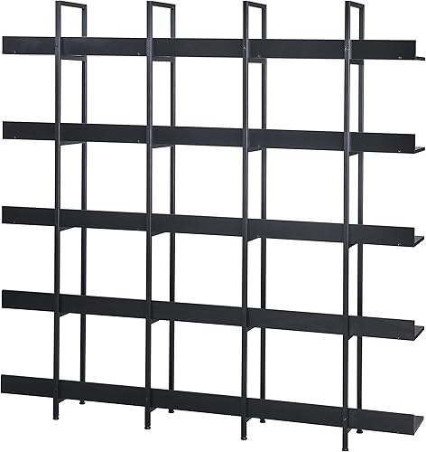 Miniatura 9 de P PURLOVE Estantería de 5 niveles, estantería industrial con tablero antiguo extra ancho, estante alto de almacenamiento para sala de estar, hogar,