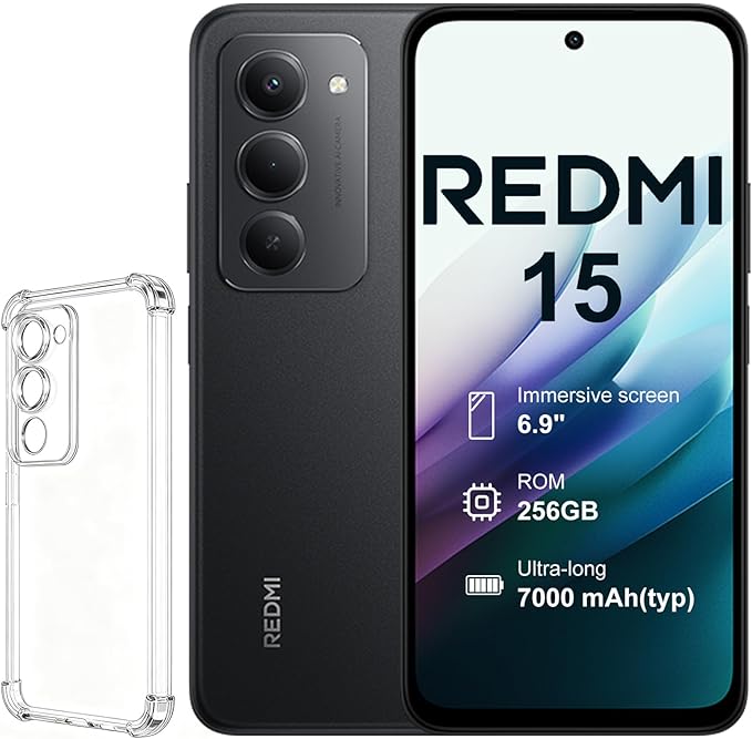 XIAOMI Redmi 15 4G 8+256GB Smartphone – Batería 7000mAh | Pantalla 6.9" FHD+ 120Hz | Snapdragon 685 | Cámara Dual 50MP | Carga Rápida 33W | Diseño Quad-Curve (Negro)