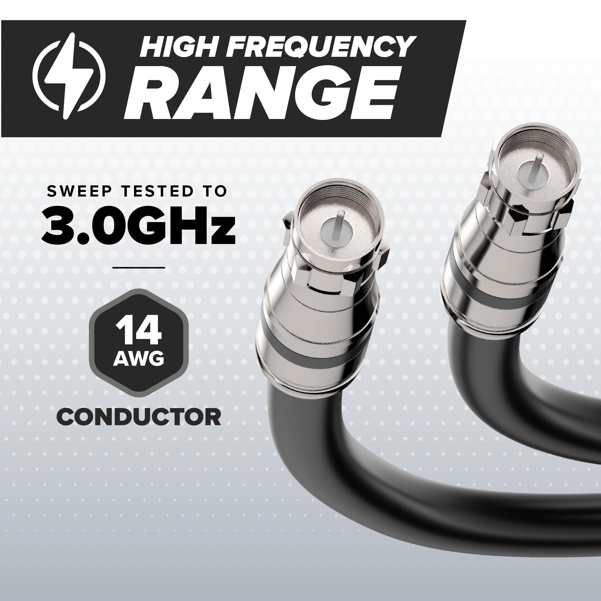 Nero RG6 cavo coassiale (cavo coassiale), Made in the USA, con connettori a compressione, F81/RF, digitale coassiale per audio/video, Cabletv, antenna, e satellite, CL2 200 ft Black - RG11