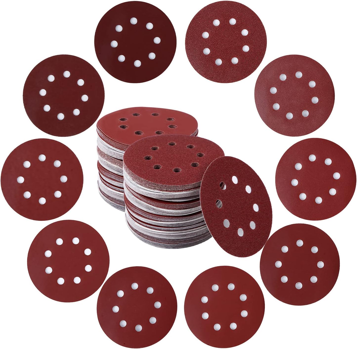 200PCS Assorted Grit 5 Inch Sanding Discs with Hook and Loop Backing for Random Orbital Sanders Orbital Sander Pads Include 60 120 240 400 600 800 1000 1200 1500 2000Grits