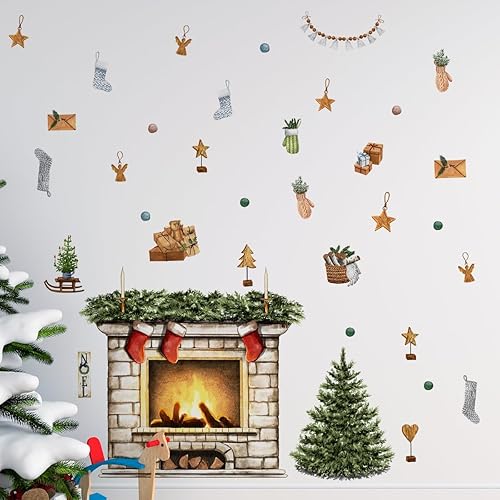 Miniatura 2 de Calcomanías de pared de Navidad de 38.58 x 37 pulgadas, calcomanías de pared extraíbles para ventana de Navidad, decoración para Navidad,