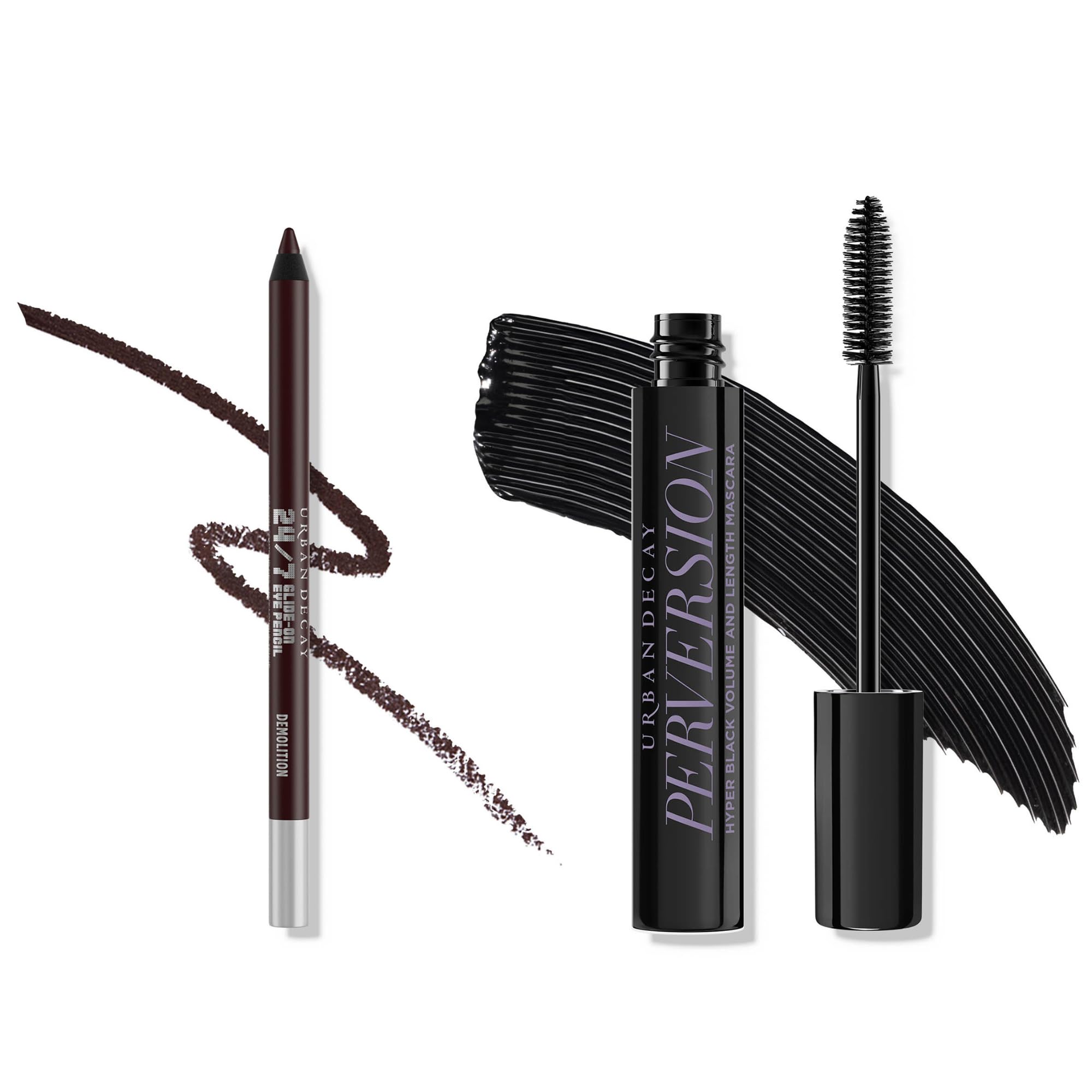 URBAN DECAY Perversion Volumizing Black Mascara and Brown Eyeliner Pencil Makeup Set Lengthening and Lash Thickening Mascara 24