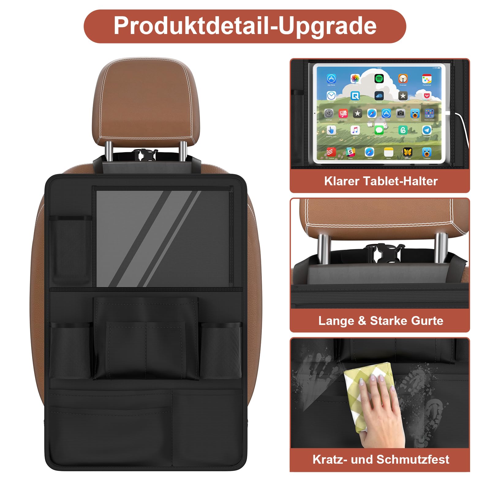 Auto-organizer, rugleuningbescherming voor de auto, voor kinderen, achterbank
