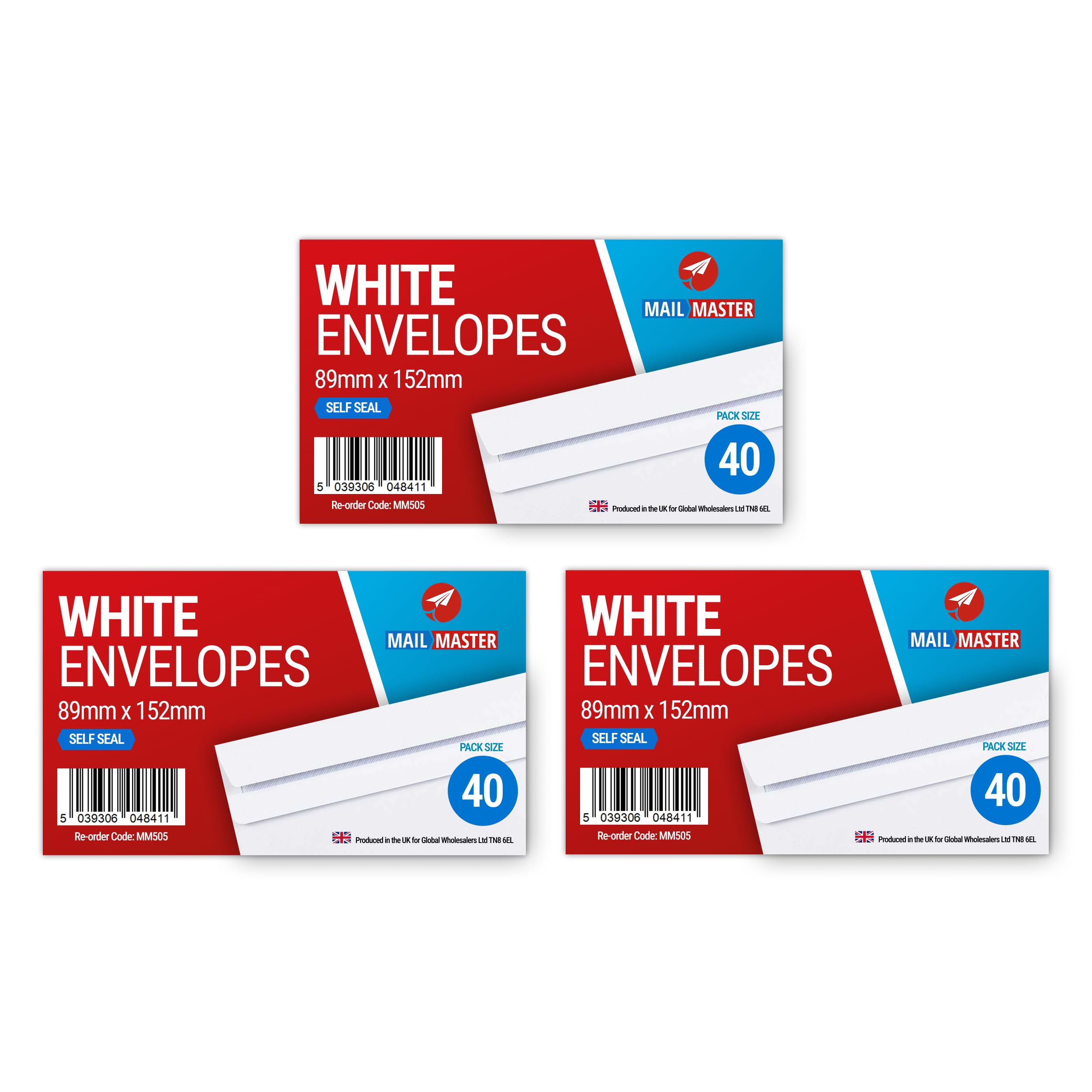 89 x 152 mm White Envelopes, Self Seal No Window, 80 GSM Small Invitation Envelopes for Cards, Letters, Home, Office & Business Mailing (120)