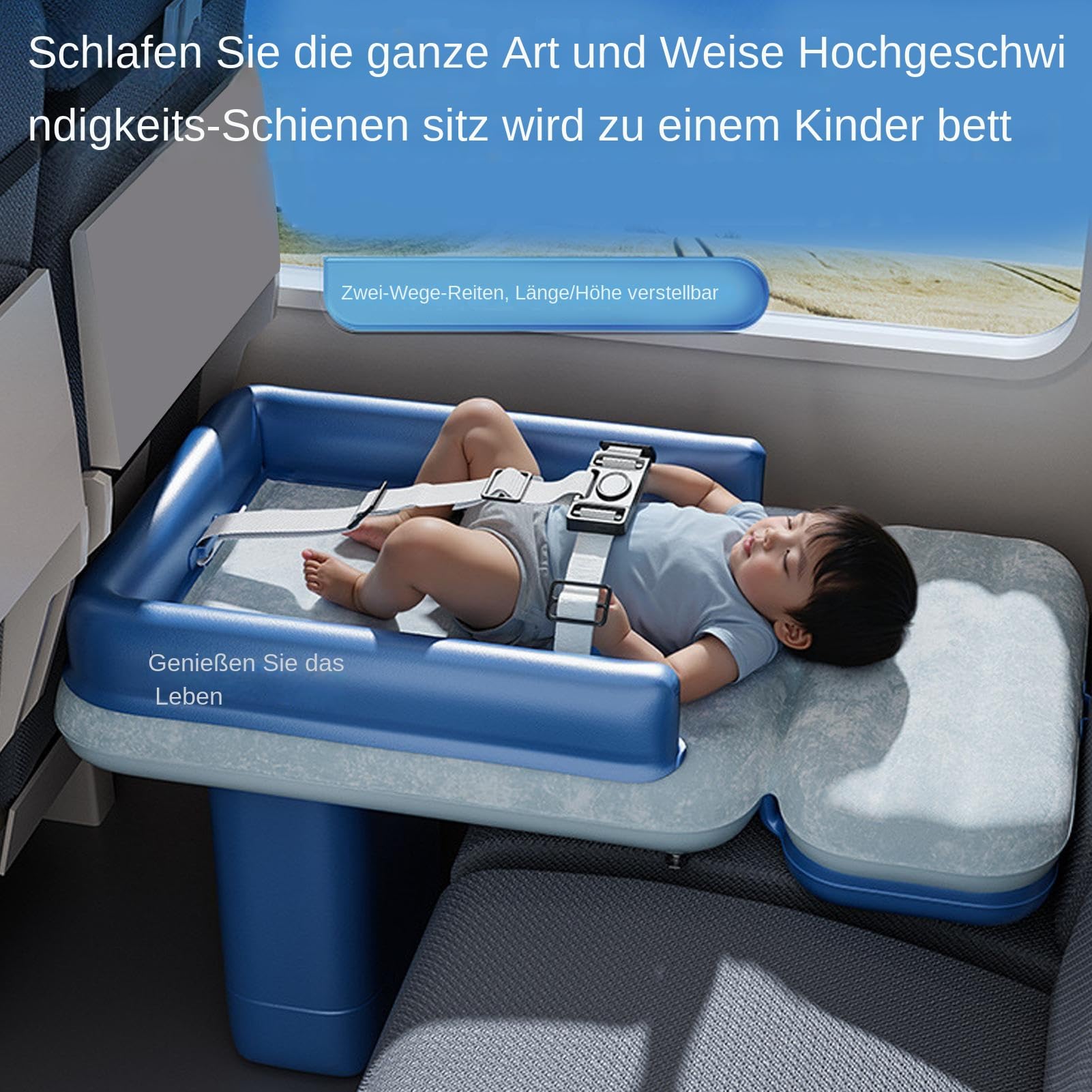 Kleinkinder Flugzeugbett, Aufblasbares Kinder Reisebett für Flugzeuge, Klappbar Tragbar Weiche Baby Luftmatratze Für Flug Camping Auto Reise