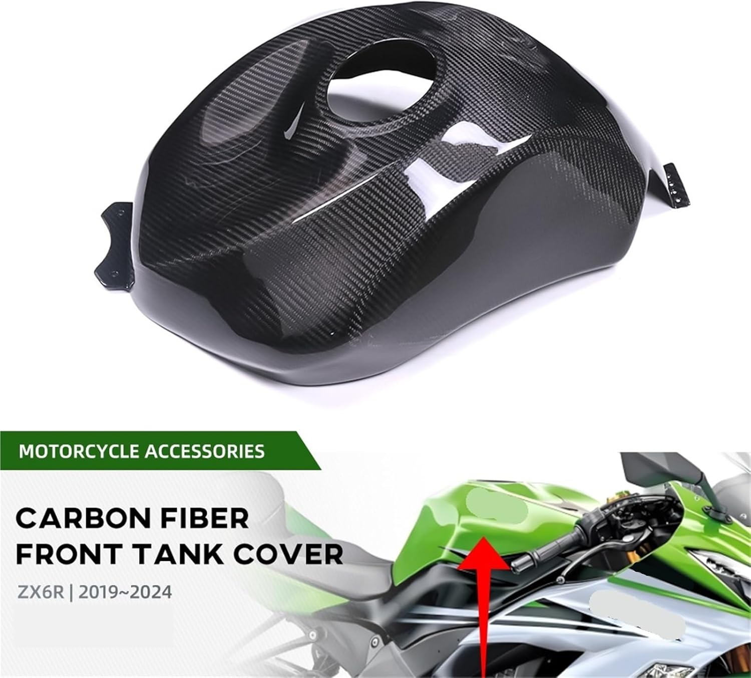 Compatible With KAWASAKI ZX 6R 636 2019-2024 Rear Carbon Fiber Full Front Tank Cover Protector Motorcycle Parts Fairng Kits(Twill weave matte)
