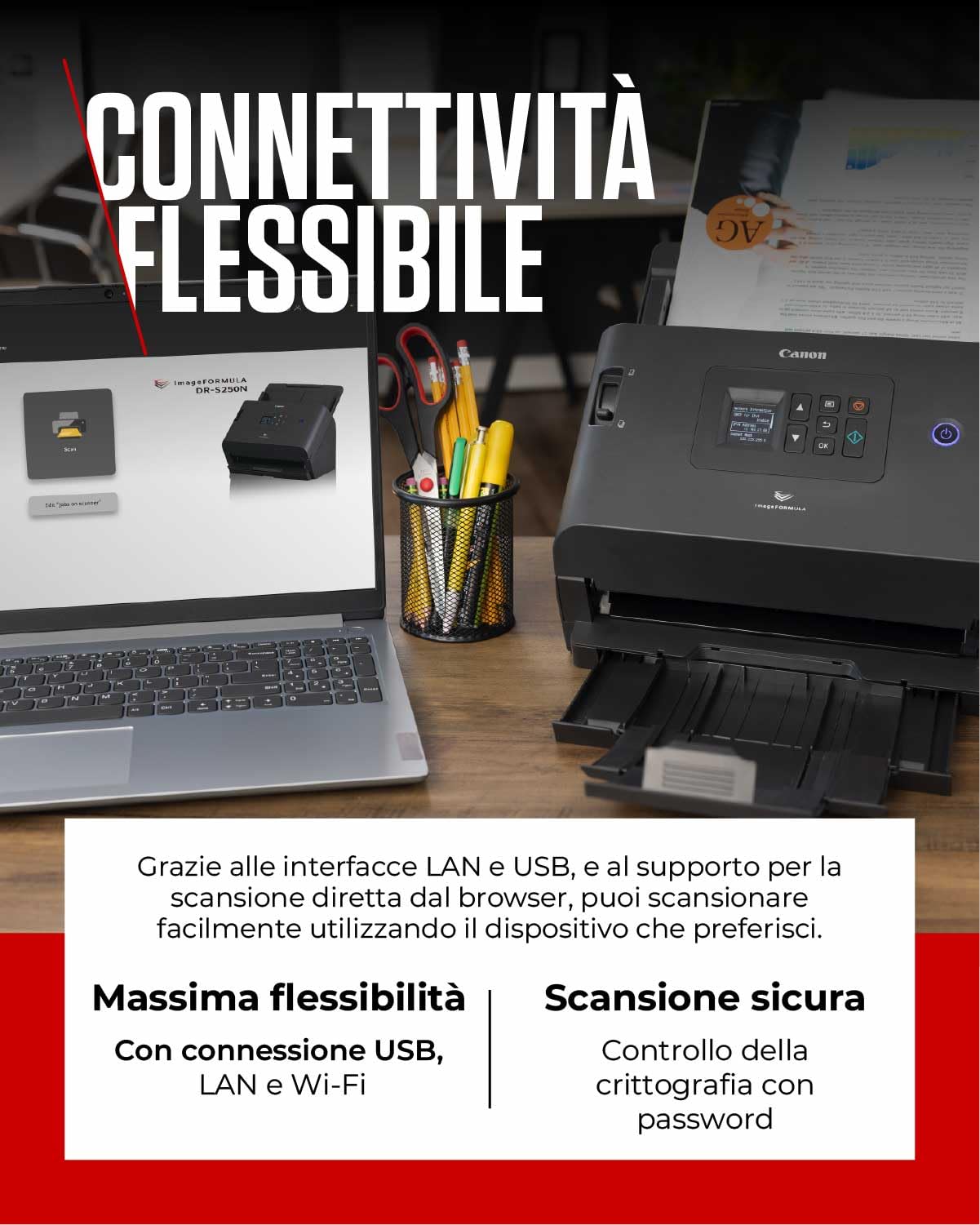 Canon imageFORMULA DR-S250N Scanner Documenti LAN Gigabit USB 3.2 Alimentatore 60 Fogli 50 Pagine/min CaptureOnTouch