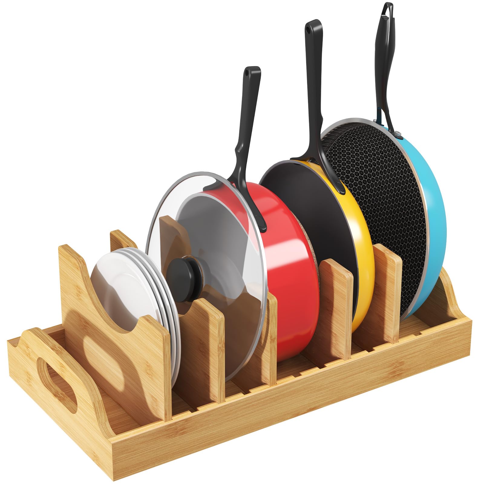 Organizer Espandibile In Bambù Per Coperchi E Contenitori – Divisori Regolabili Per Cassetti Cucina