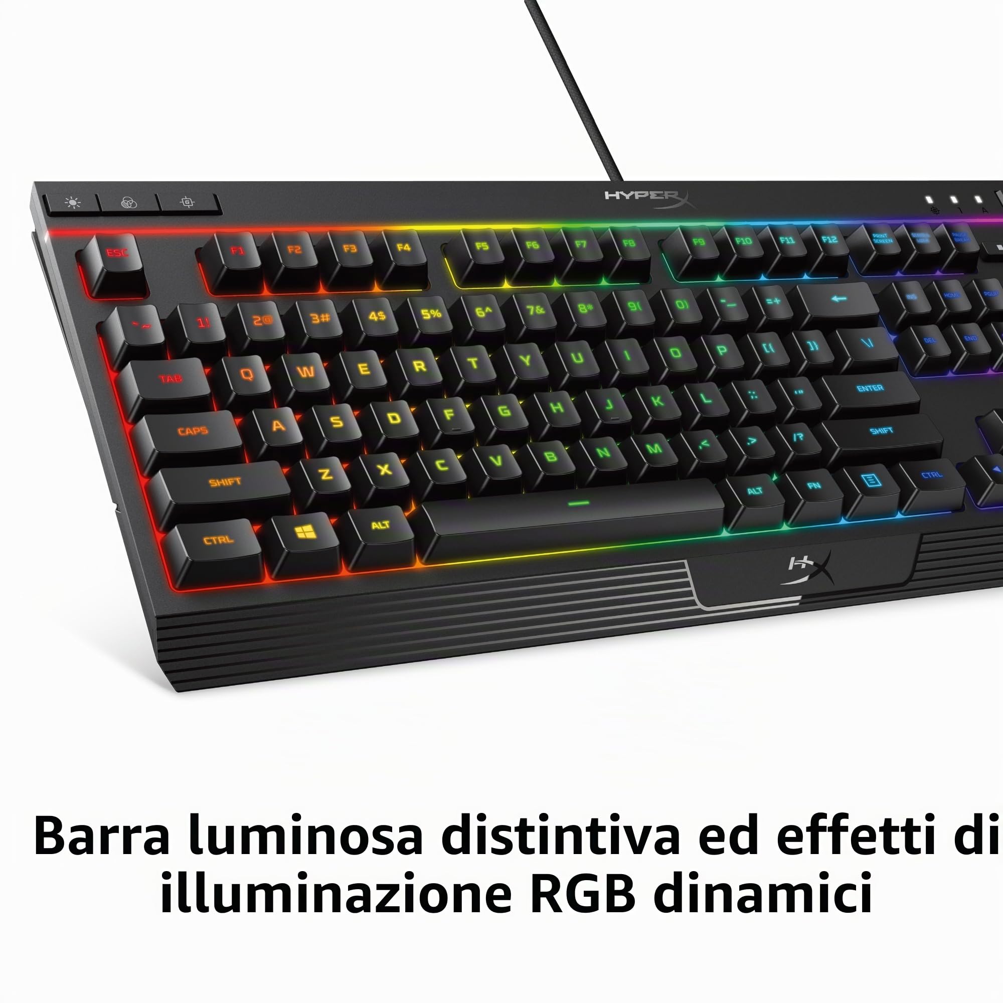 HyperX Alloy Core RGB, Tastiera da Gaming Cablata, 6 Effetti di Luce e 3 Livelli di Luminosità, Telaio di Plastica Rinforzata, Tasti Morbidi e Silenziosi, Resistente all'Acqua, Blocco Tastiera, Nera