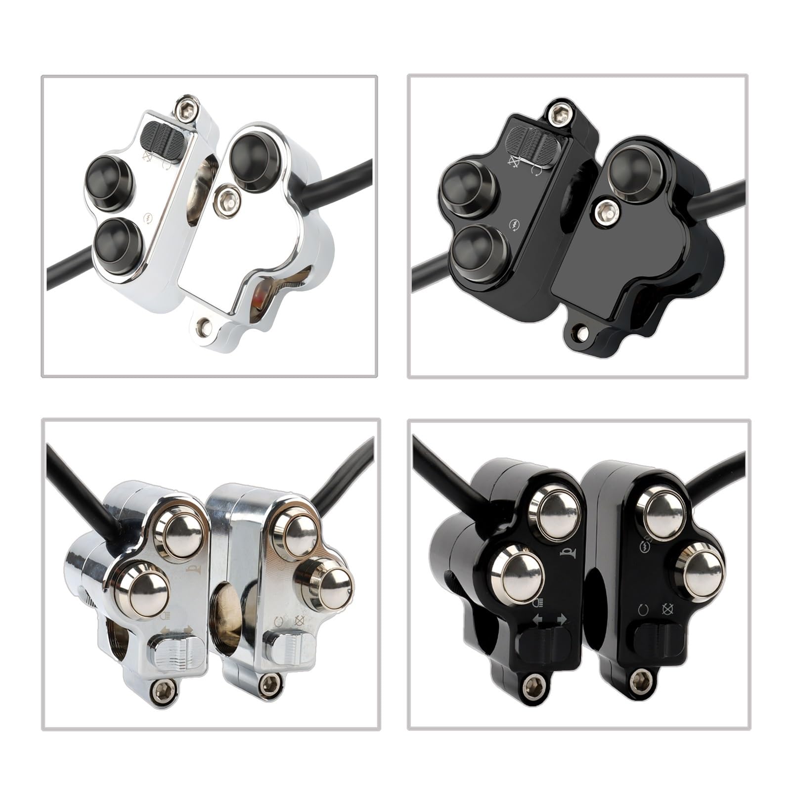 Włącznik kierownicy motocykla moto przełącznik ste Przełącznik Sterowania Kierownicą Motocykla Pasuje Do Yamaha Bez Uprzęży(All Chrome)