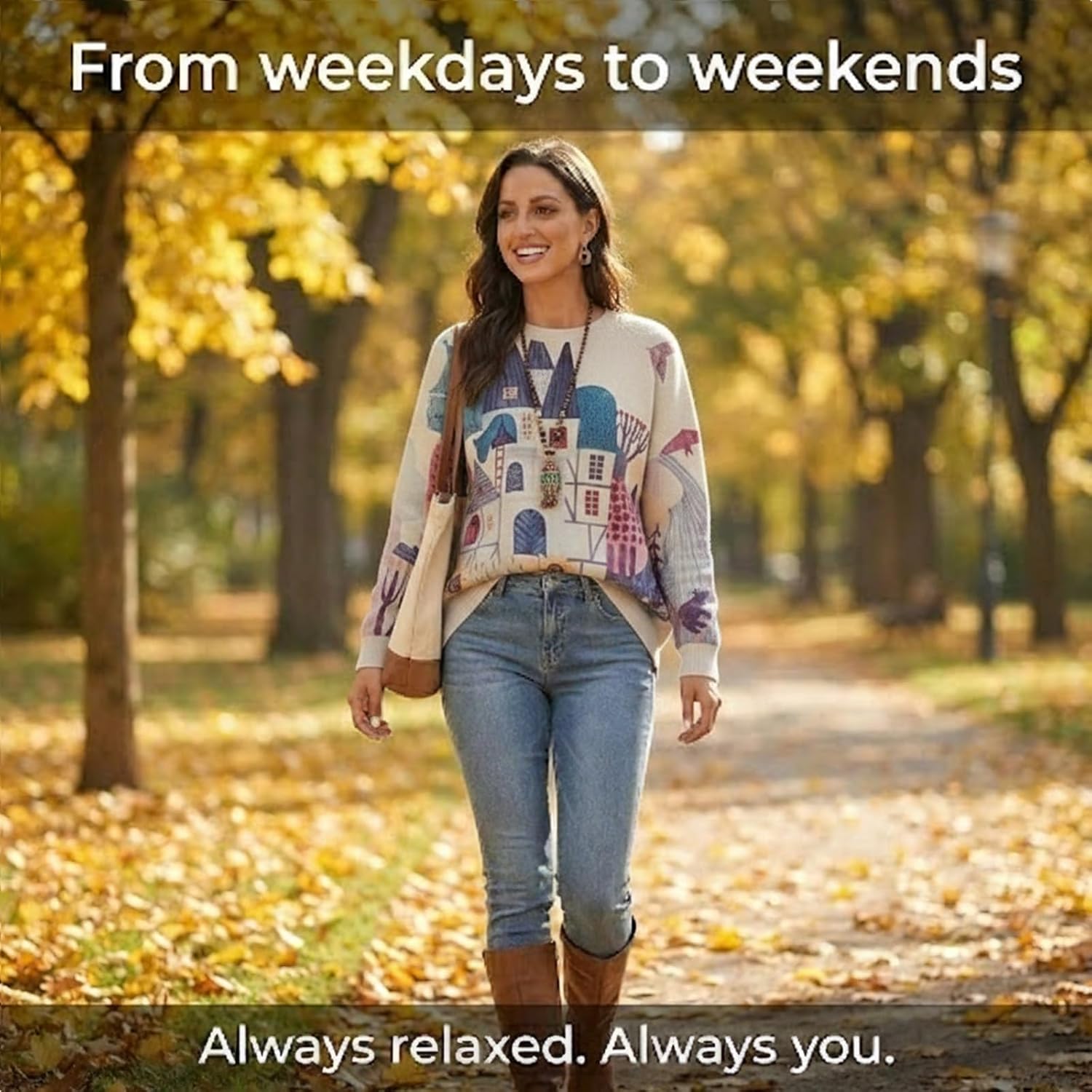 Women's Boho Christmas Sweater, Oversized Long Sleeve Graphic Knit Pullover, Loose Fit Casual Top with Drop Shoulder - Image 5