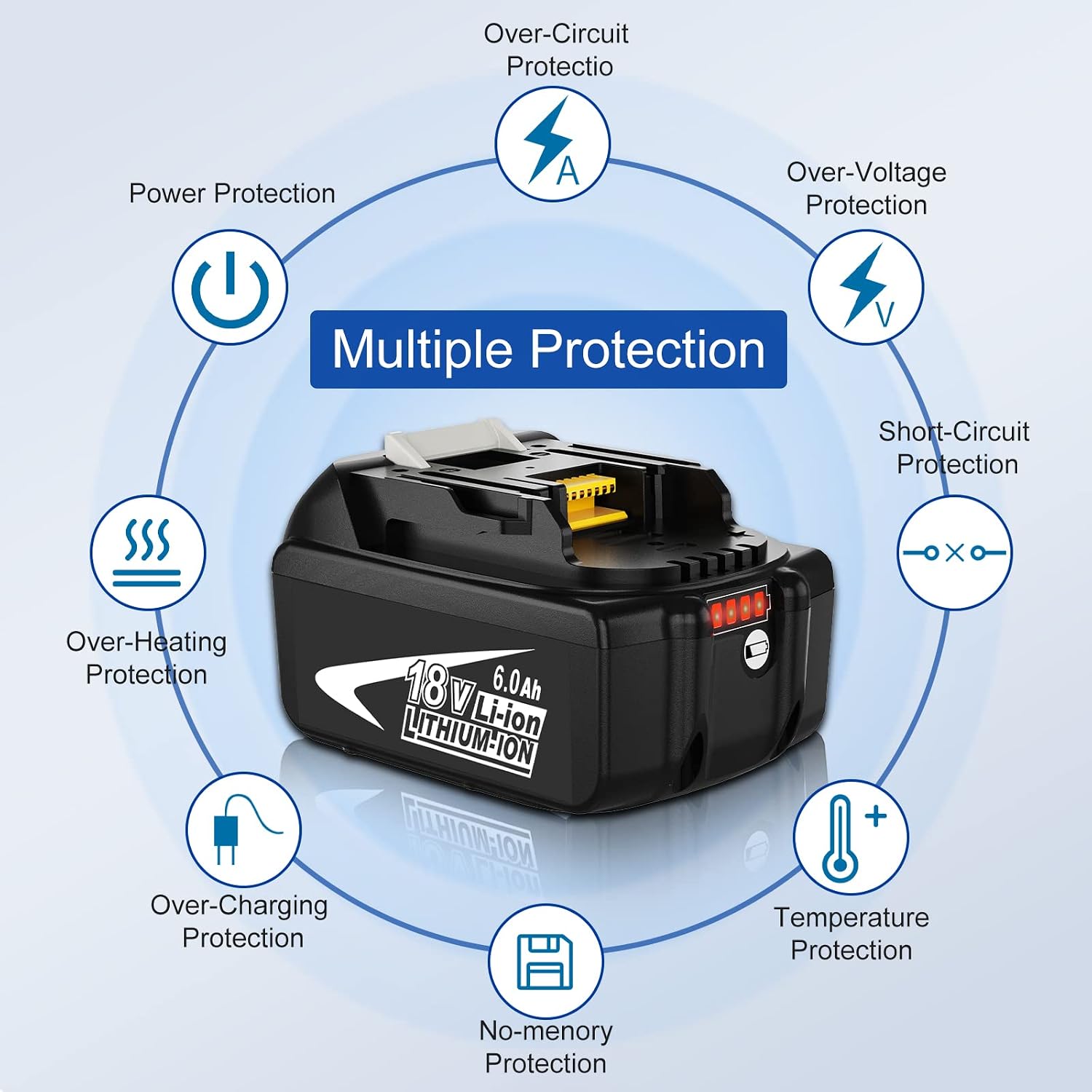 2Pack 18v BL1860B Replacement Battery 6.0Ah Compatible with Makita 18 Volt Battery Lithium ion BL1860 BL1850 BL1840 BL1830 BL1820 BL1815B LXT400 194204-1 with LED Indicator Cordless Power Tools