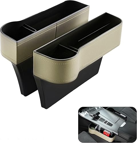 Organizador de 2 piezas para asiento de automóvil, organizador multifuncional de cuero sintético para asiento de automóvil con portavasos para