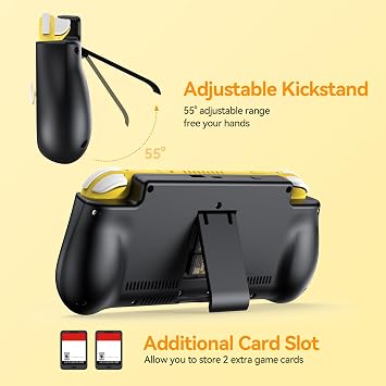 NEWDERY External Battery Station for Nintendo Switch Lite, 10400mAh Backup Portable Charger Case Support PD Quick Charging 2 Extra Game Card Slots Adjustable Kickstand for Switch Lite Battery Pack