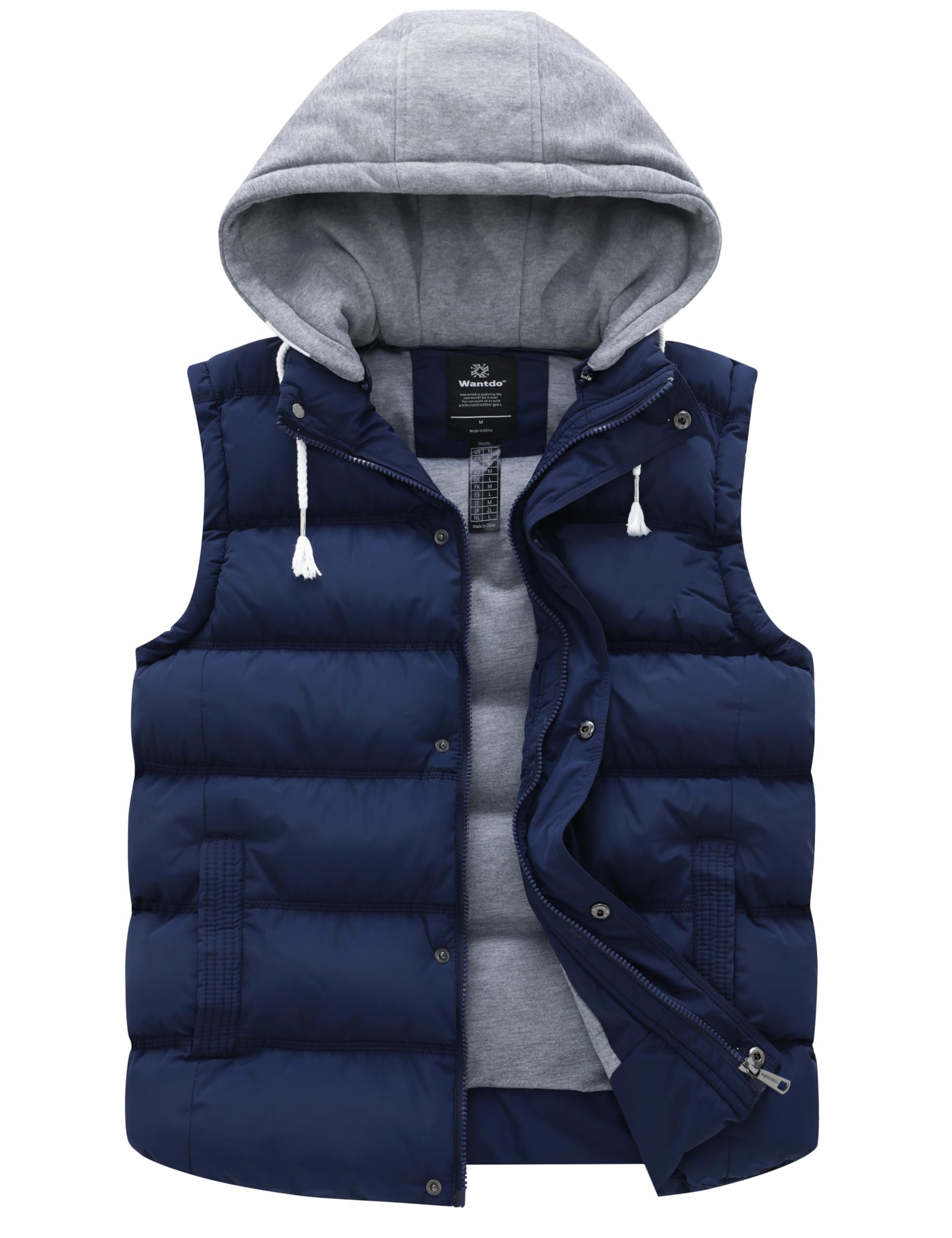 Men's Winter Vest Waterproof Puffer Vest Jacket with Removable Hood