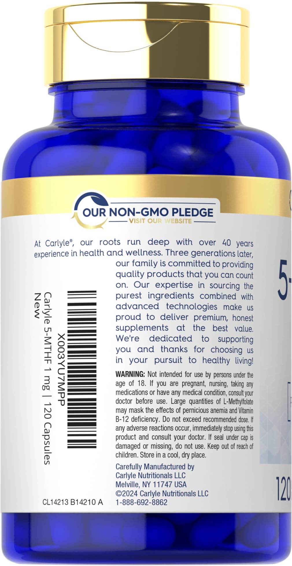 Carlyle 5-MTHF L Methylfolate 1mg | 120 Capsules — Amazon image 3