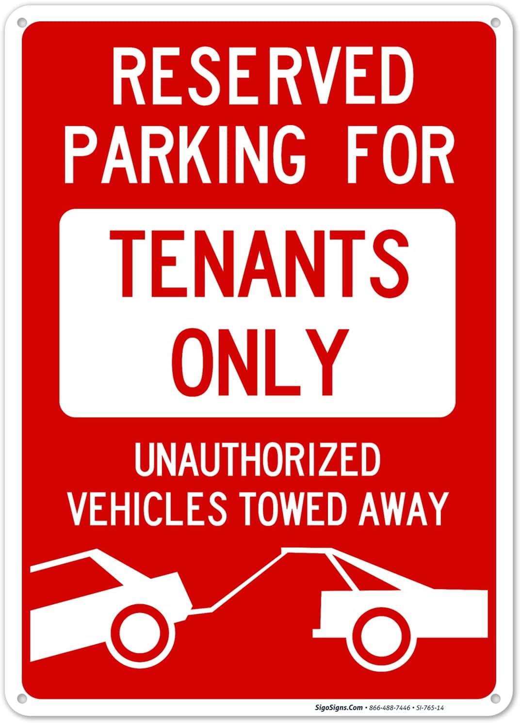 Sigo Signs Reserved Parking Sign - 10x14 Inches, Rust-Free Aluminum ...