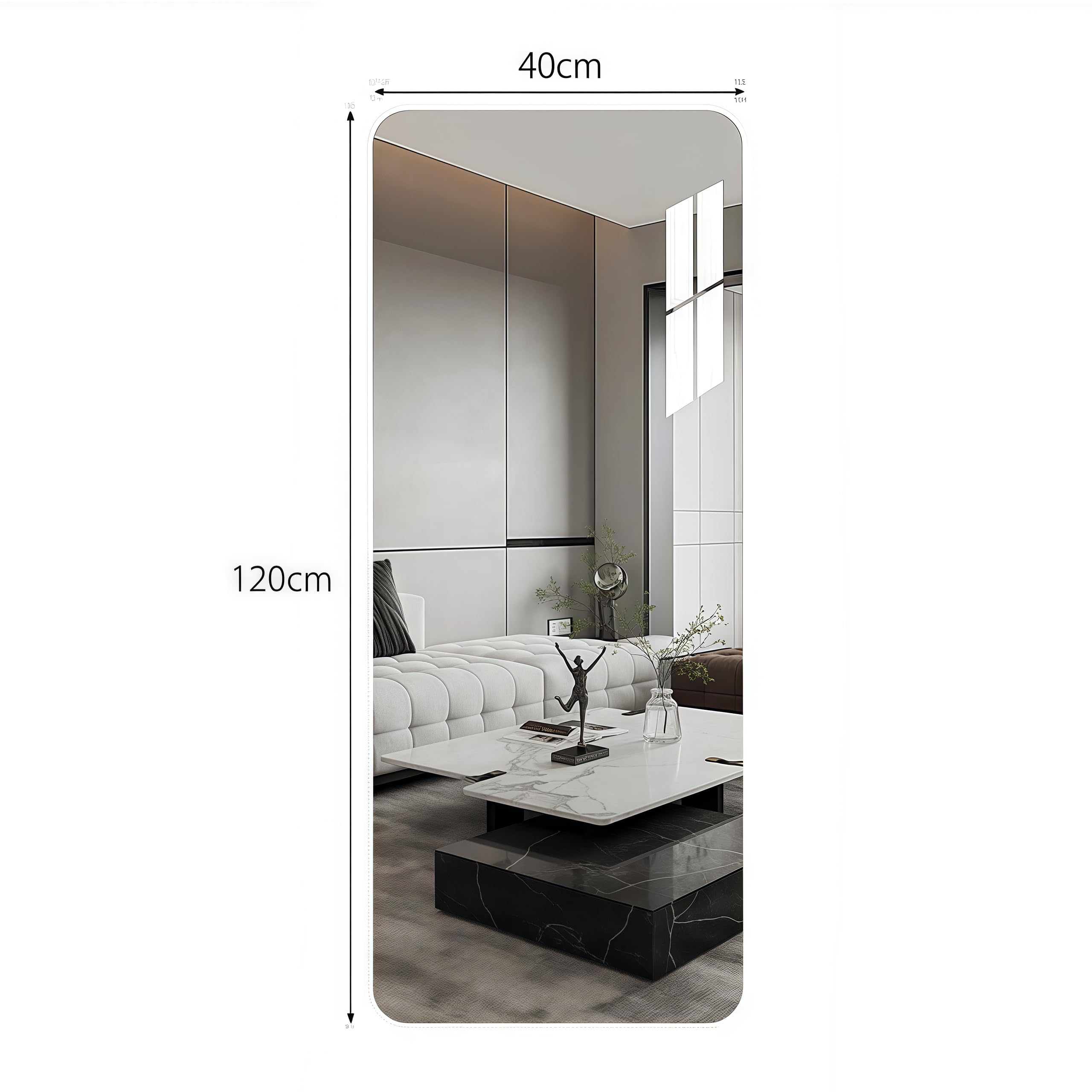 Amazon.co.jp: どこでも貼れる割れない鏡 壁掛け 貼る鏡 高120x幅40cm