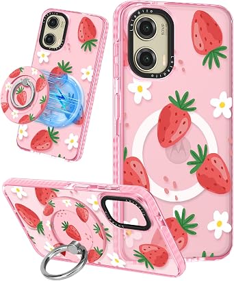 Lotadilo for Moto G Stylus 5G 2024 Case for Women, Strawberry Flower