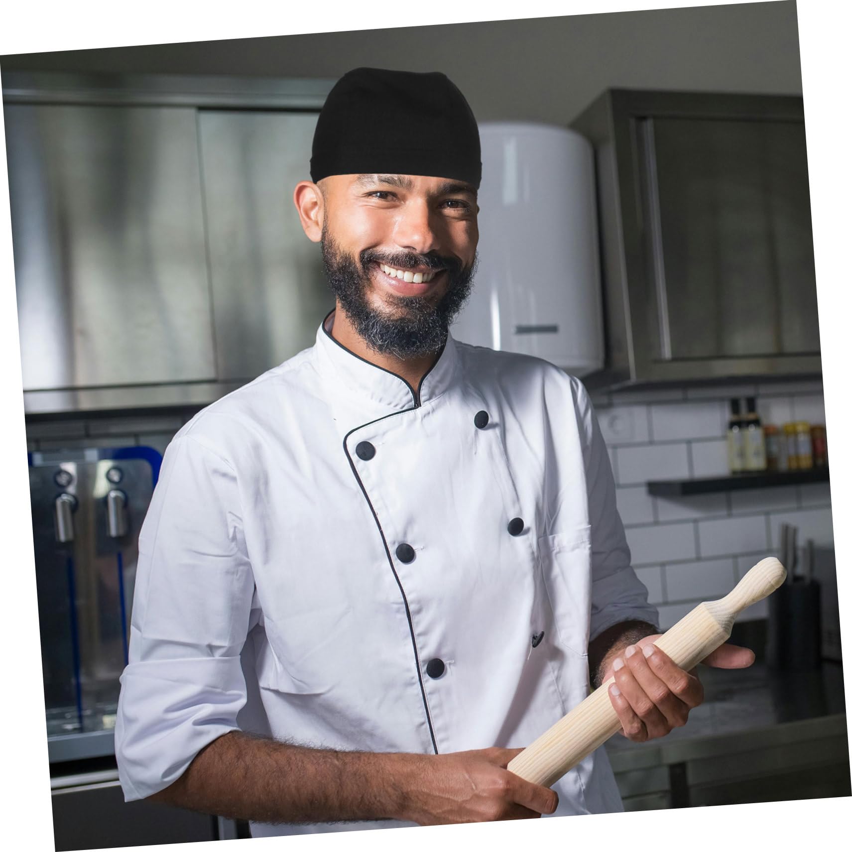 Garneck Gorros De Chef De Algodón Unisex, Gorros De Cocina Resistentes, Color Negro, 6 Piezas, para Restaurante, Panadería y Barbacoas, Diseño Clásico y Ligero