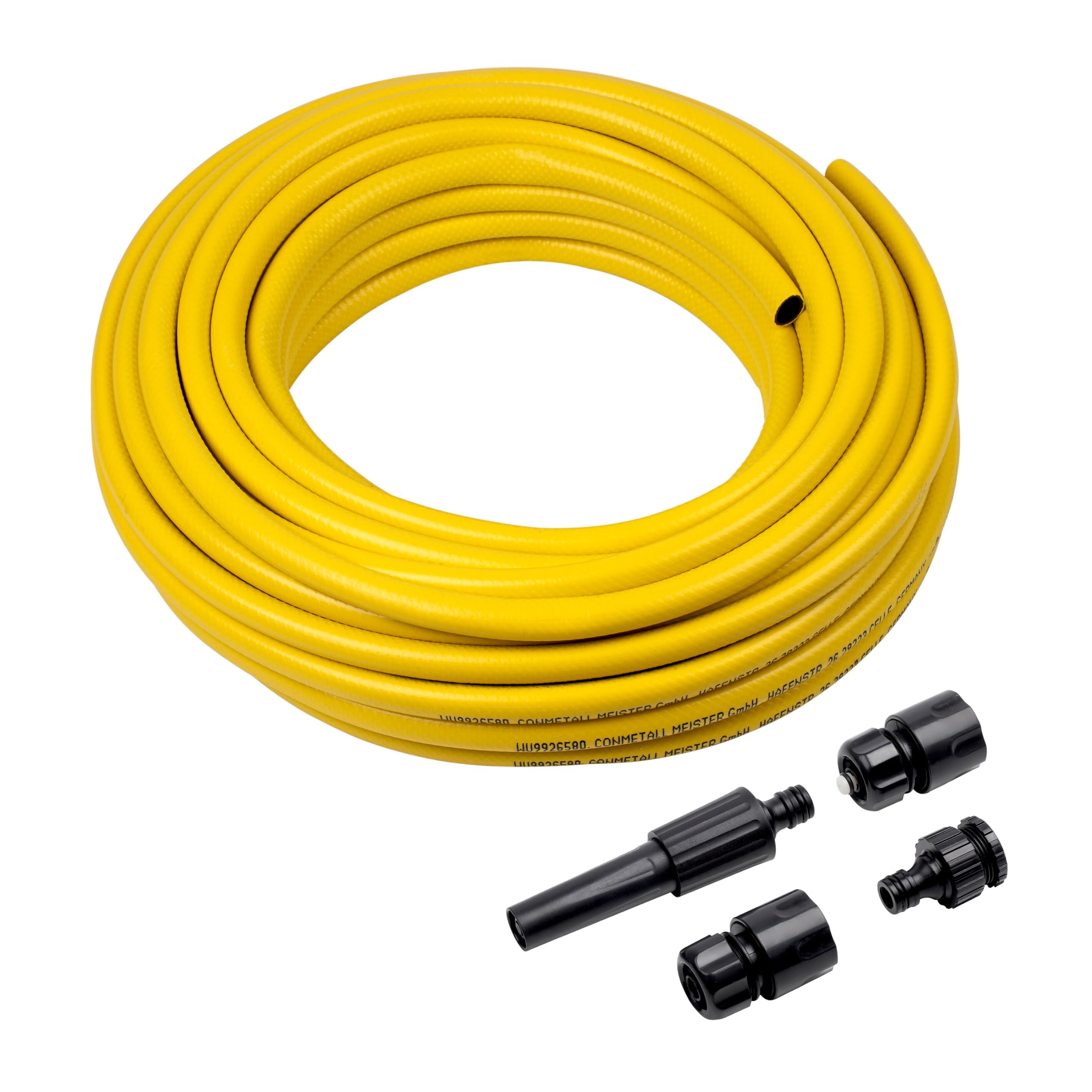 Meister Schlauch Kreuzgewebe, 12,7 mm (1/2 Zoll) – 20 m Länge | Inkl. Armaturen – Zur Bewässerung kleiner Flächen – Trittfest und Abriebfest – UV-beständig – Gartenschlauch – Wasserschlauch