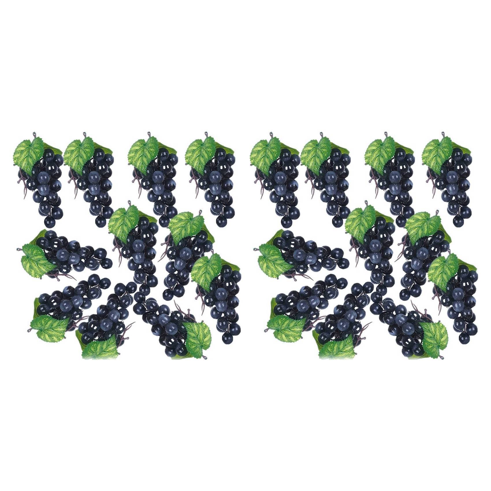 Bruafsir 10 Grappoli Di UVA Nera Artificiale Finta Frutta Casa - 9