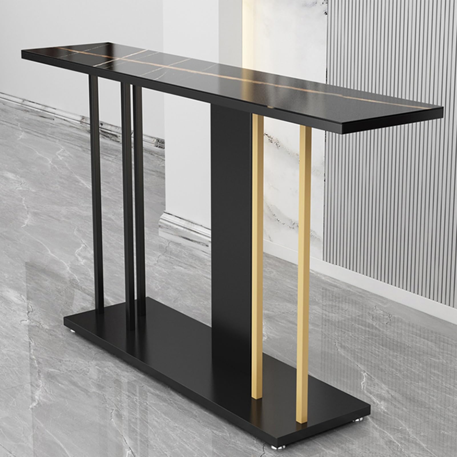 Mesa auxiliar larga para pasillo y recibidor de diseño industrial moderno y elegante