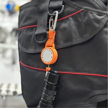Retractable Diving Lanyard With 316 Stainless Steel Spring For Scuba Gear, Auto Reel Keychain With 80cm Extension, Lightweight Nylon And Shell For Snorkeling, Orange Color(Orange)