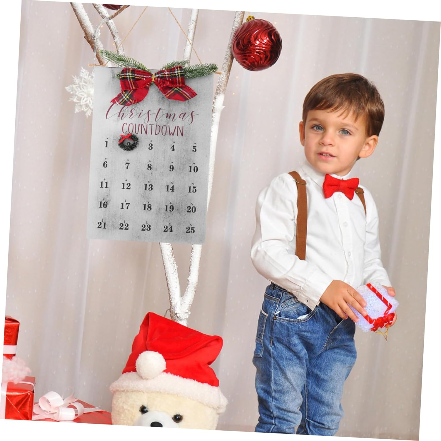 Christmas Countdown Wooden Advent Calendar Wreath Design for Home and Office Holiday Decor Festive Management and Versatile Use