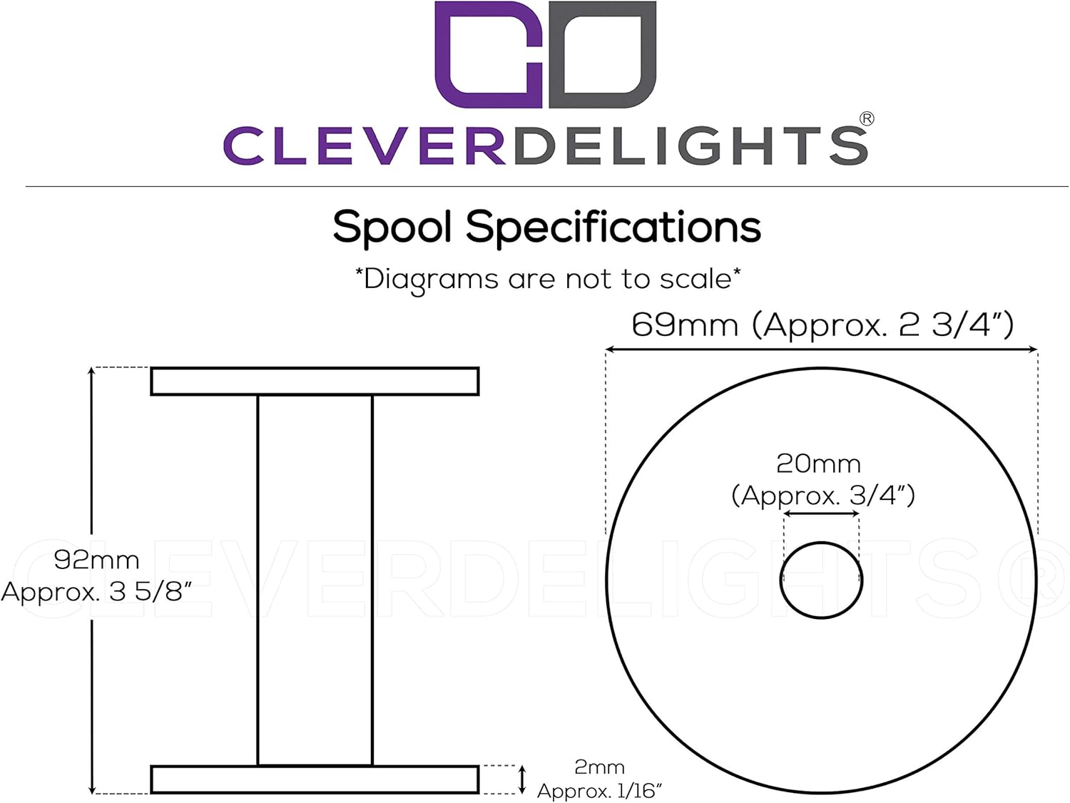 CleverDelights Black Plastic Spools - 3 5/8" x 2 3/4" - Empty Spools - Crafts Thread Cord Wire Rope Roll (100)