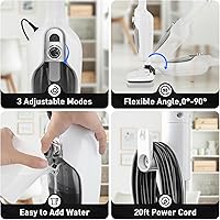 Vista 6 de Mopa de vapor 10 en 1 Secura, limpiador de vapor desmontable en color blanco. Máquina multifuncional de limpieza de piso con 3 almohadillas