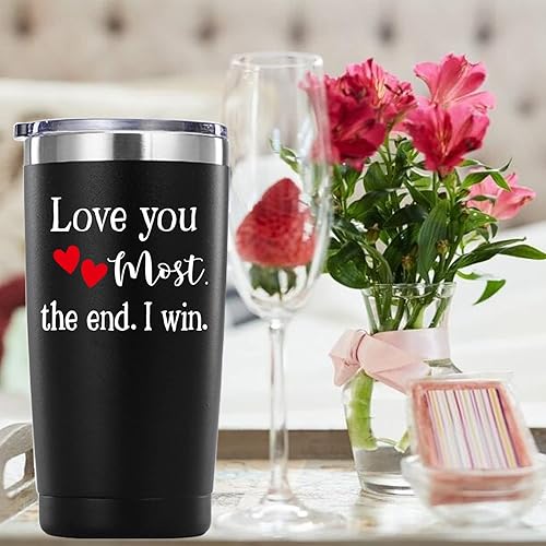 Miniatura 5 de Regalos para el día de San Valentín para hombres y mujeres. Regalos de vaso Love You Most The End I Win. Regalos divertidos de aniversario,