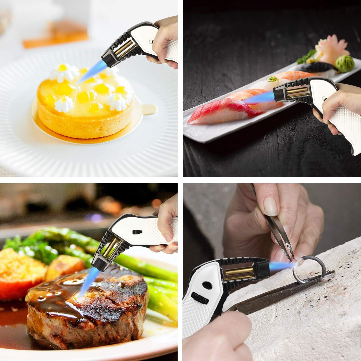 Sondiko Torch Lighter, Butane torch Refillable Kitchen Torch with Safety Lock, Heat-resistant Tube, Piezo Ignition Technology, Adjustable Flame for Creme, Brulee, Cooking(Butane Gas not Included)…