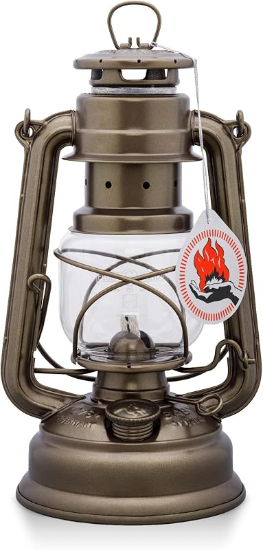 Feuerhand Linterna de combustible de queroseno para exteriores, lámpara de huracán galvanizada especial para bebé 276, resistente a la intemperie, fabricada en Alemania, para camping o patio, 10 pulgadas, bronce