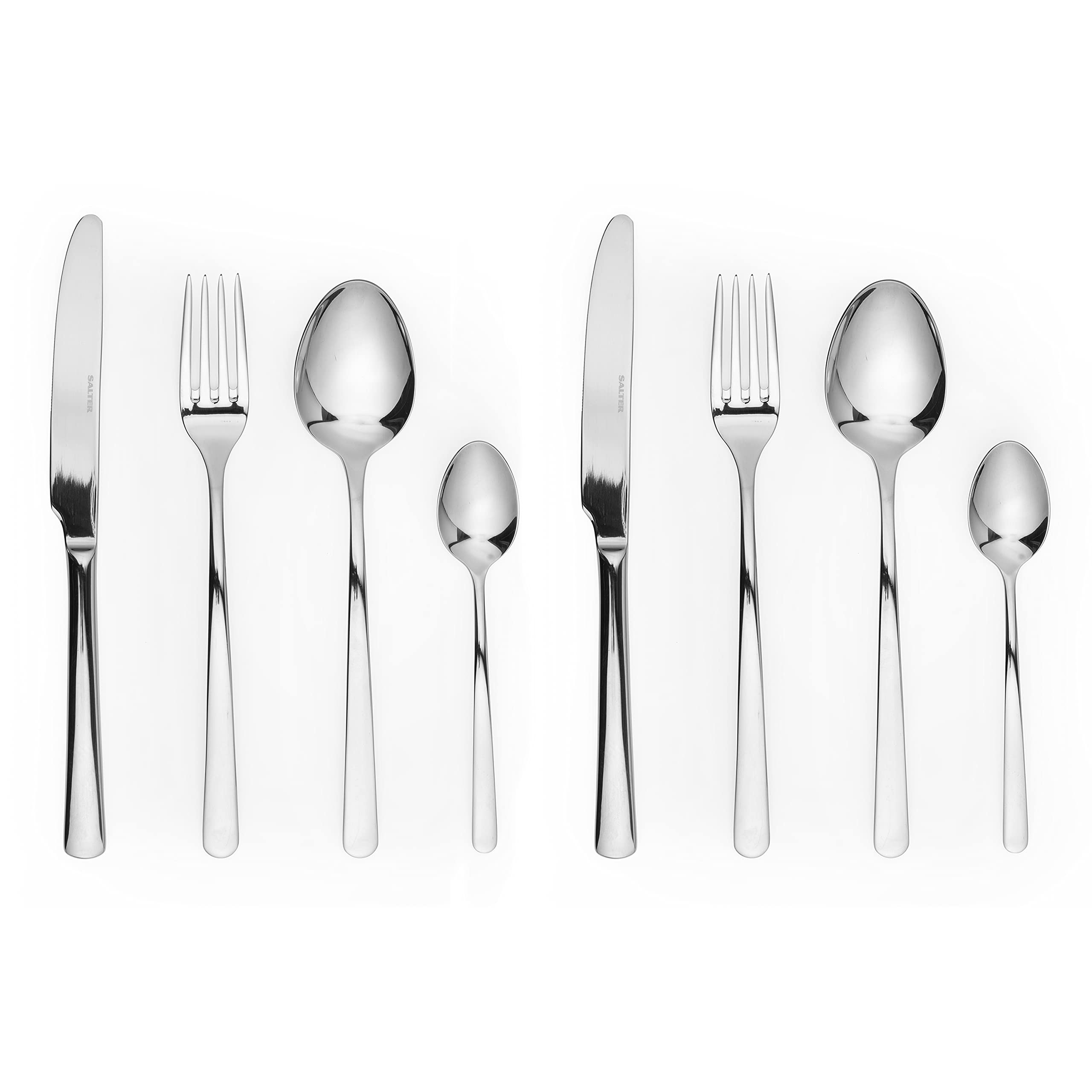 Salter COMBO-7570 Set di 32 posate Kendal per 8 persone, servizio da cucina classico con forchette, coltelli, cucchiai e cucchiaini, lavabili in lavastoviglie, acciaio inox 18/10.