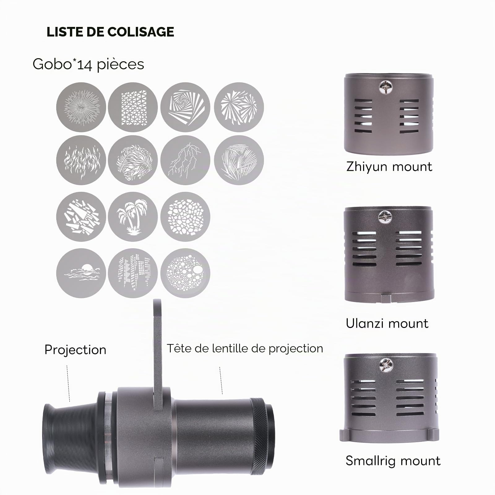 DF DIGITALFOTO Mini Snoot Optique Conique avec Support Zhiyun/Ulanzi - 19 Gobos - Cadre Magnétique - Compatible avec ZHIYUN CINEPEER CX100, Ulanzi L023, COLBOR Wonder W100