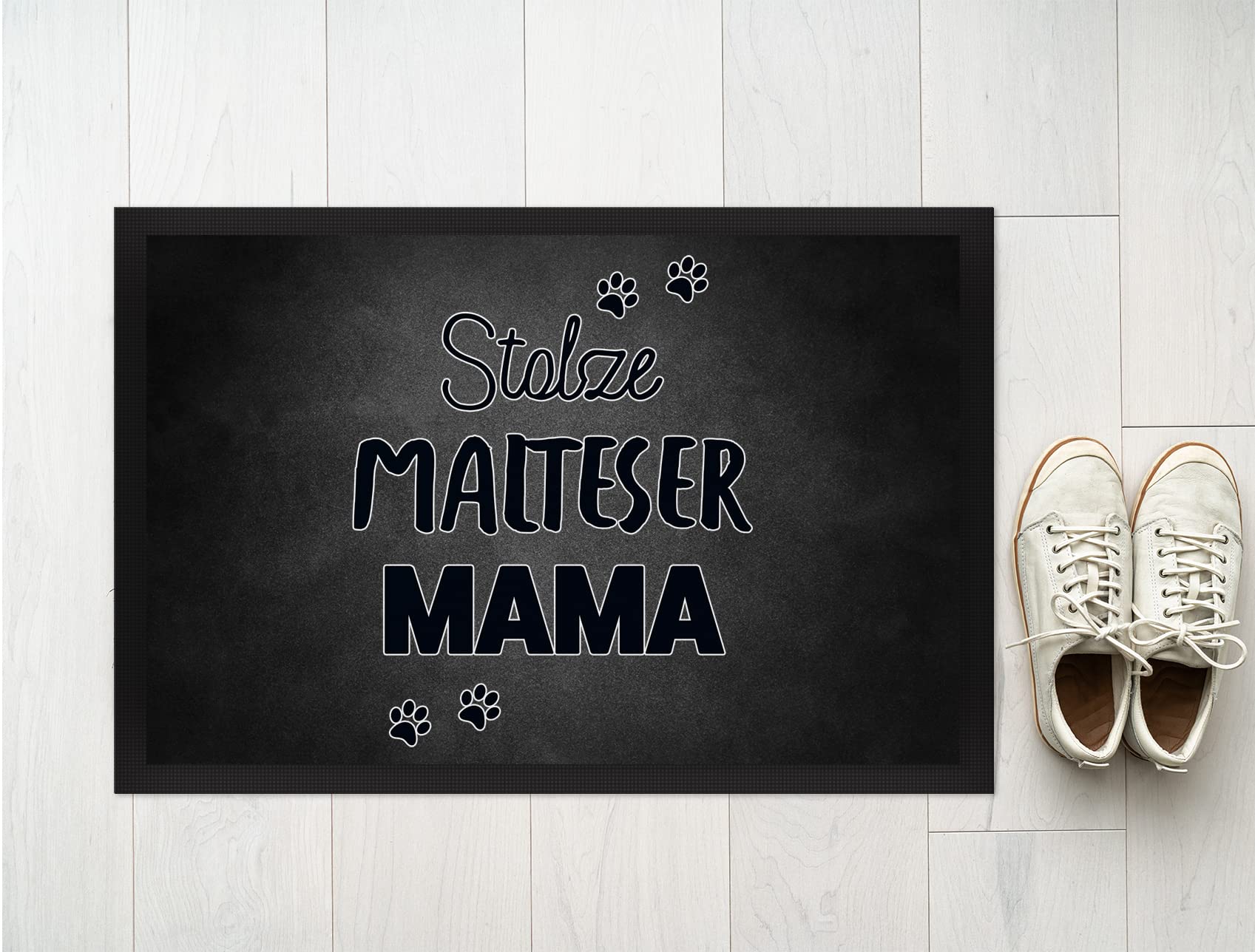 JUNIWORDS Fußmatte, Stolze Malteser Mama, 120 x 80 cm, mit Gummirand (1009970)