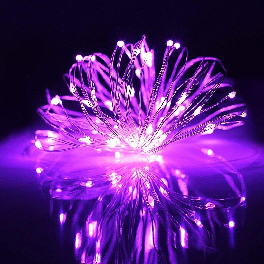 Copper Wire Lights String, 3 Pack 4M/13ft 40 LED String Lights Battery Operated Waterproof Starry Fairy Lights for Indoor Outdoor Decoration(Purple)