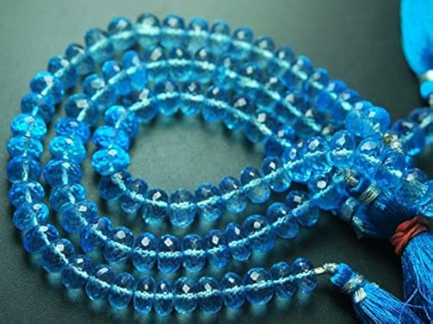Quartz bleu suisse perles rondelles pour créer vos colliers d'été élégants