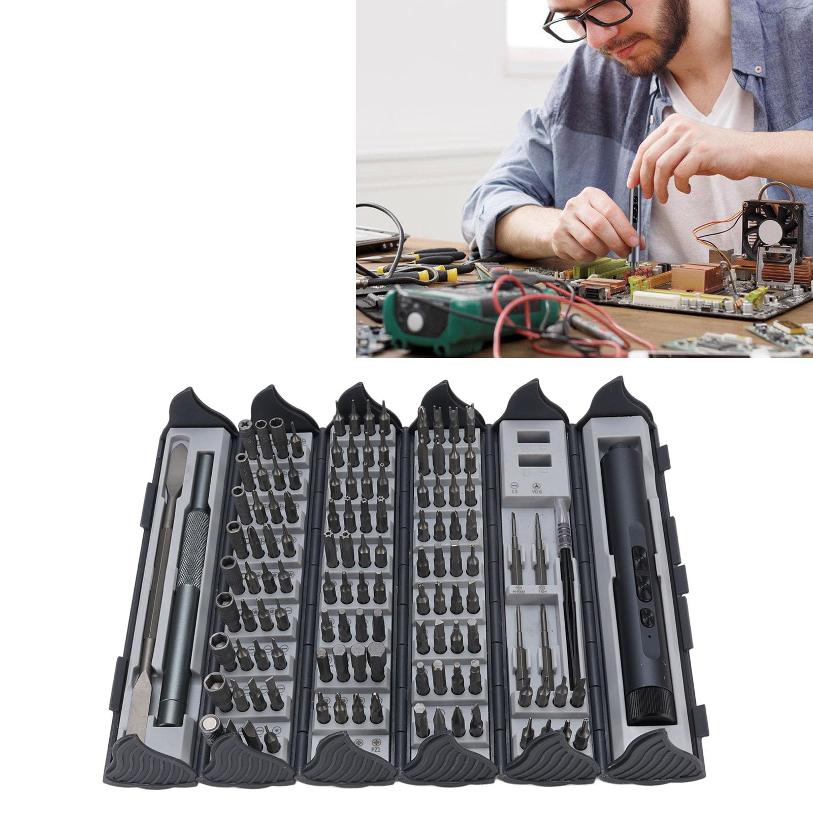 Mini Elektro-Set,Mini Power Repair Tool Kit Power Repair Tool Tragbares Reparatur Werkzeug Set für Telefon-Kamera Laptop PC