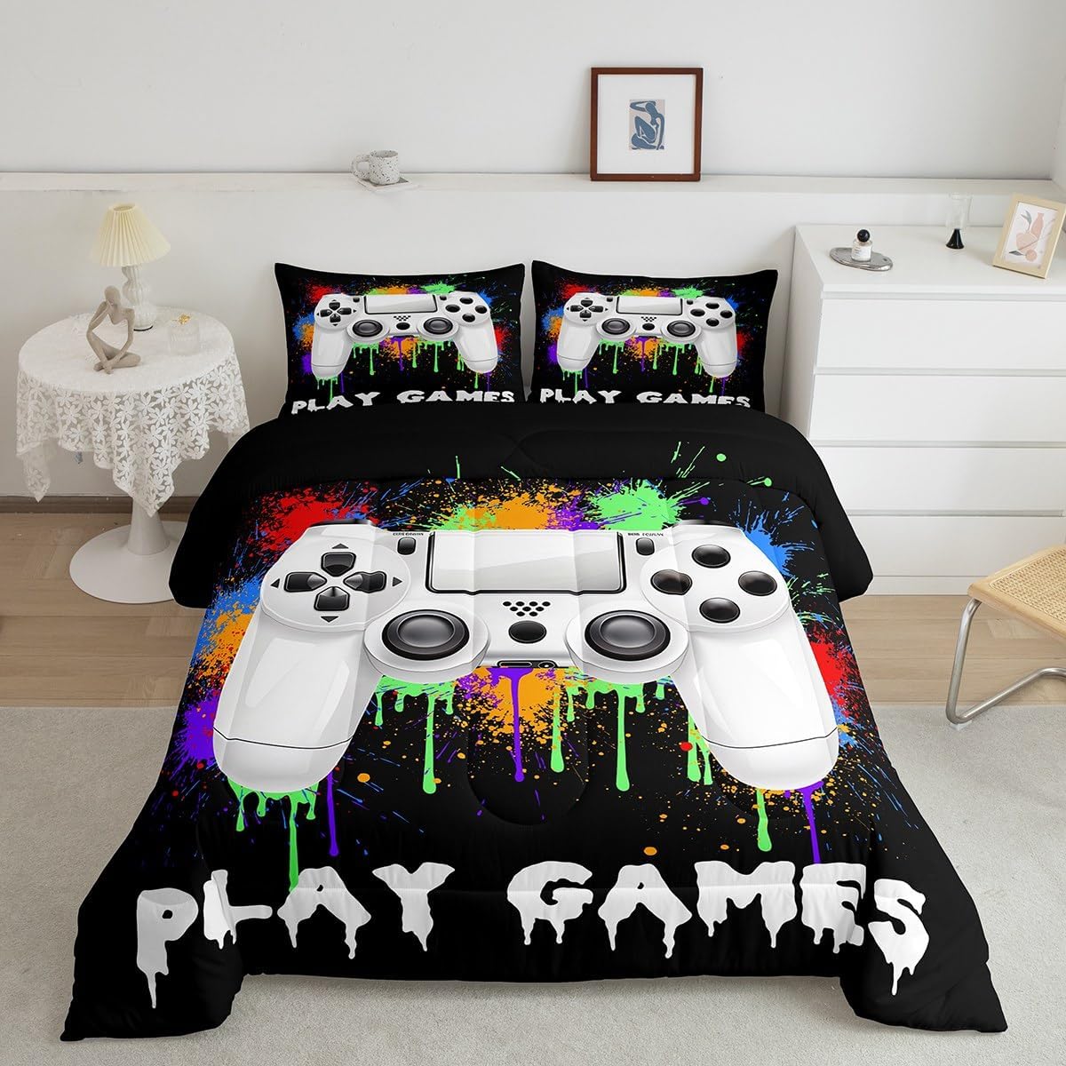 Feelyou Gamer Bedding Set Toddler Size, Gaming Comforter Set Game Boys