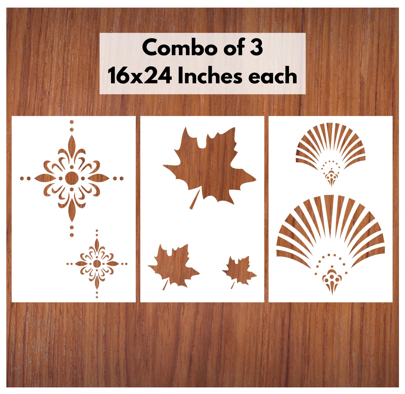 Stencart Stencil for Wall Painting Home Reusable Wall Stencil Designs Combo 3 of Shimmering, Maple Leaf, Light Burst (16 x 24 inch) (B0DCCCSVPN) Amazon Price History, Amazon Price Tracker