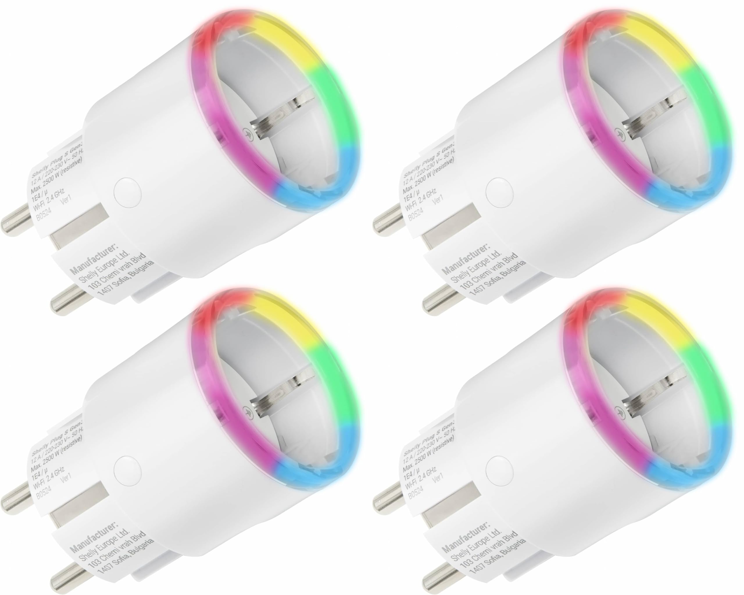 Shelly SHELLY WLAN-Steckdose Plug S Gen3, Matter, weiß, 4 Stück