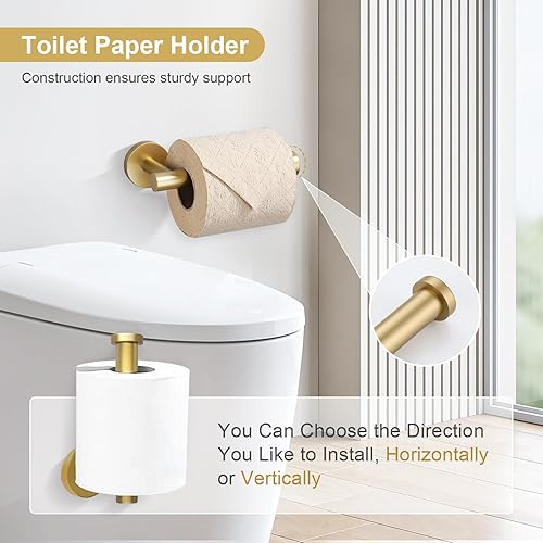 Miniatura 4 de TQKAG Juego de accesorios de baño de 5 piezas, juego de accesorios de baño de oro cepillado de 23.6 pulgadas, juego de toallero de acero inoxidable