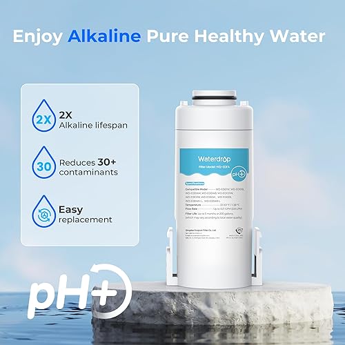 Miniatura 3 de Waterdrop Jarra de filtro de agua eléctrica alcalina, dispensador, 200 galones, 5 veces de larga duración (1 filtro incluido) y filtros alcalinos